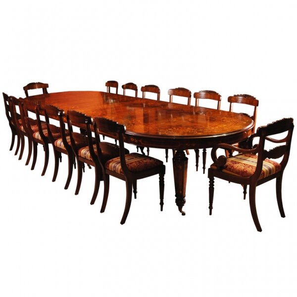 Bespoke Large Marquetry Dining Table & Chair Set | Large Marquetry Table & 14 Chairs | Ref. no. 00626 b | Regent Antiques